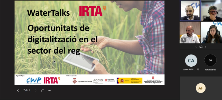 ES PORTA A TERME LA JORNADA “WATERTALKS: OPORTUNITATS DE DIGITALITZACIÓ EN EL SECTOR DEL REG”