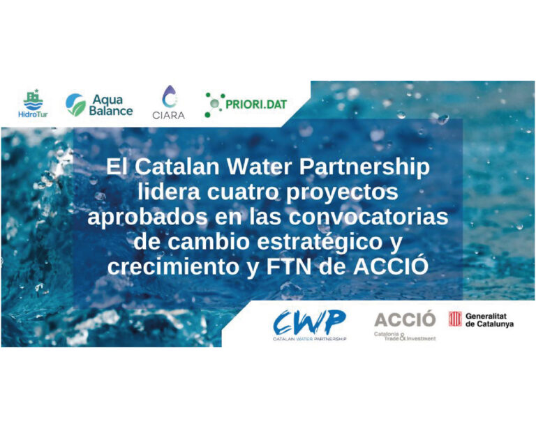 El Catalan Water Partnership lidera cuatro proyectos aprobados en las convocatorias de cambio estratégico y crecimiento y FTN de ACCIÓN